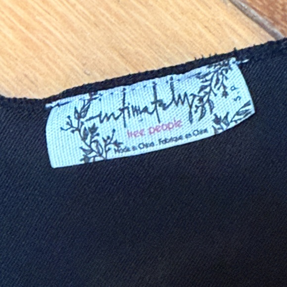 Free People Black Velvet Cami Mesh Trim Spaghetti Strap Tank Top S - Picture 8 of 9